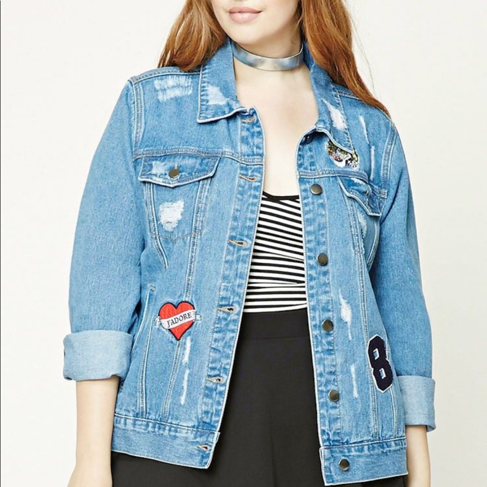 Like new patchwork jean jacket denim 0x